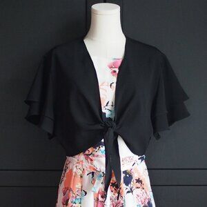 Aurora | Vintage Waterfall Sleeve Black Bolero (Dress Not Included)